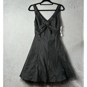 Onyx Nite Dress Womens 10 Black Sleeveless Bow V Neck Dress Party Formal‎ NEW